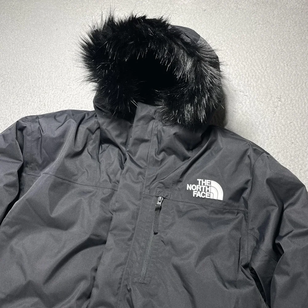 The North Face Bedford Down Parka Coat Mens XL Black Faux Fur Hooded DryVent NEW